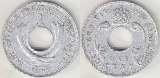 1907 East Africa & Uganda 1 Cent A004614